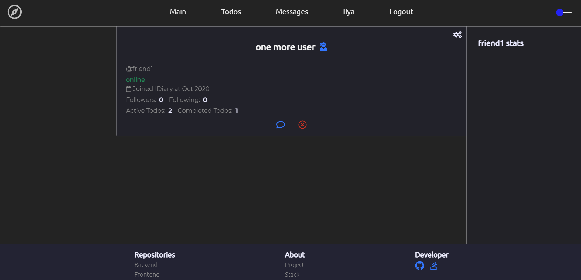 The page of another user