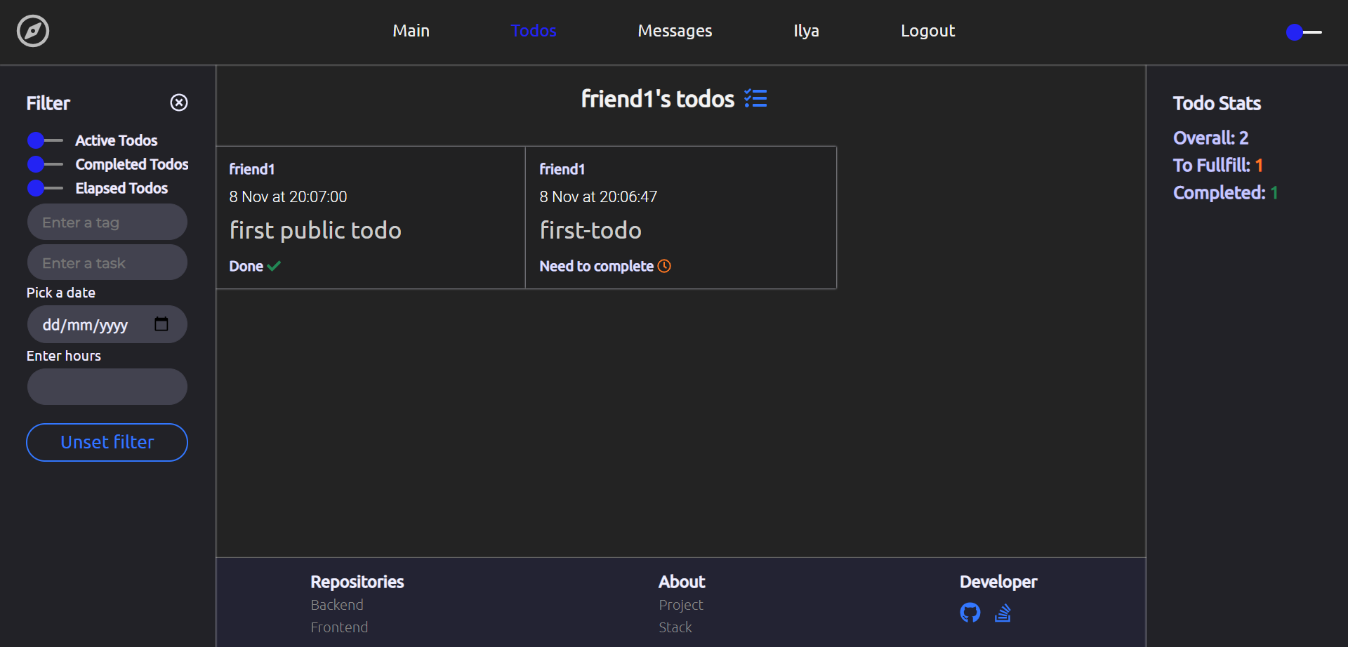 The page of todos